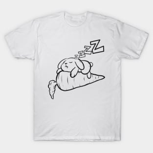 Sleeping Rabbit On Carrot As Color In Easter T-Shirt